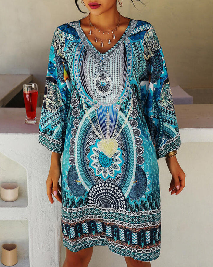 Emelia | Vibrant Boho Print Dress