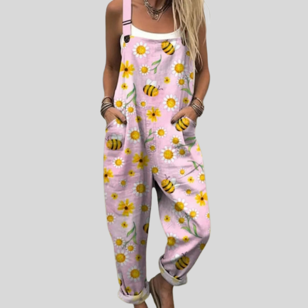 Pink Dungarees with Bee Print
