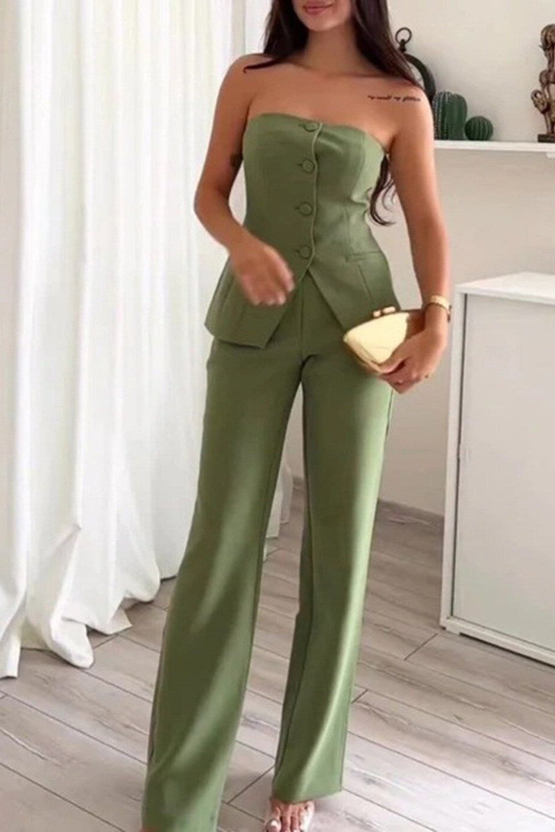 Bria | Sleeveless Button Two-Piece Set
