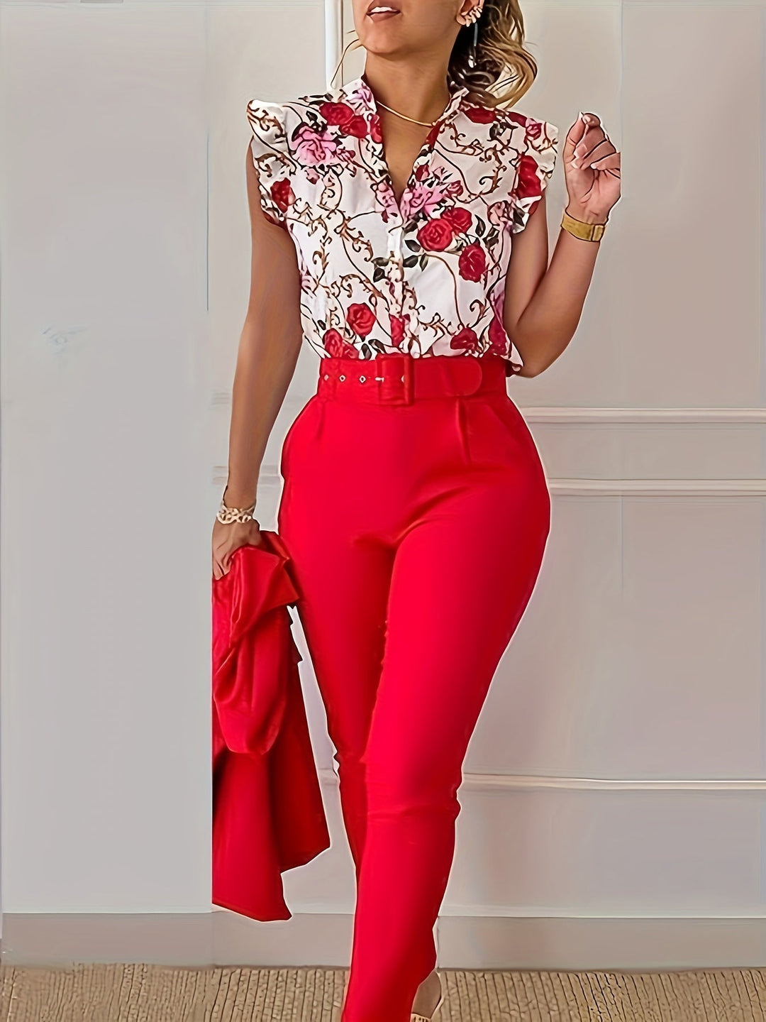 Florabel | Elegant Ruffle-Sleeve Set