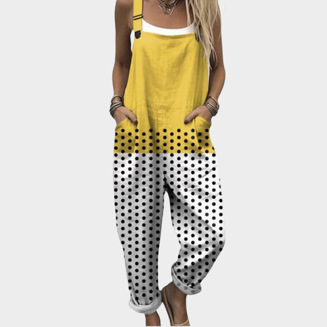 Polka Dot Dungarees | Yellow-White