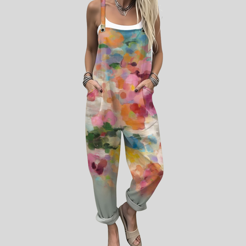 Watercolour Floral Dungarees