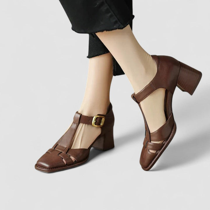 Elyxiana | Block-Heel T-Strap Shoes
