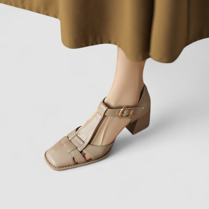 Elyxiana | Block-Heel T-Strap Shoes