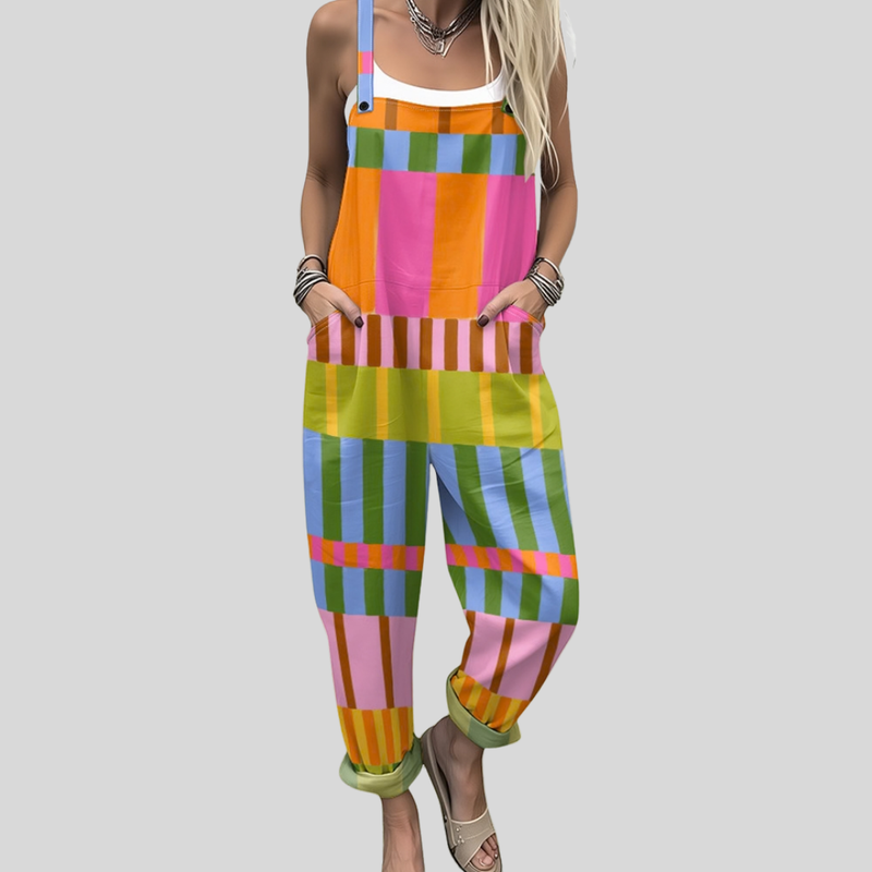 Colourful Check Print Dungarees