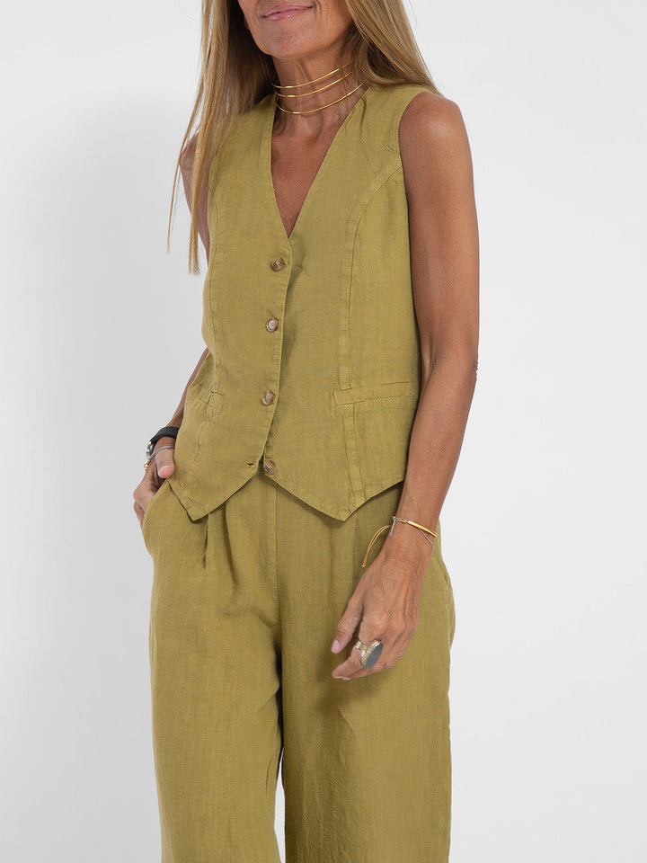 Aira | Button Waistcoat & Wide-Leg Trouser Set
