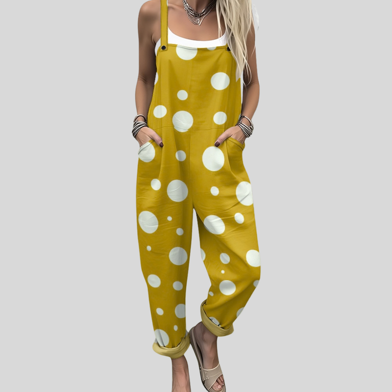 Polka Dot Dungarees | Mustard Yellow