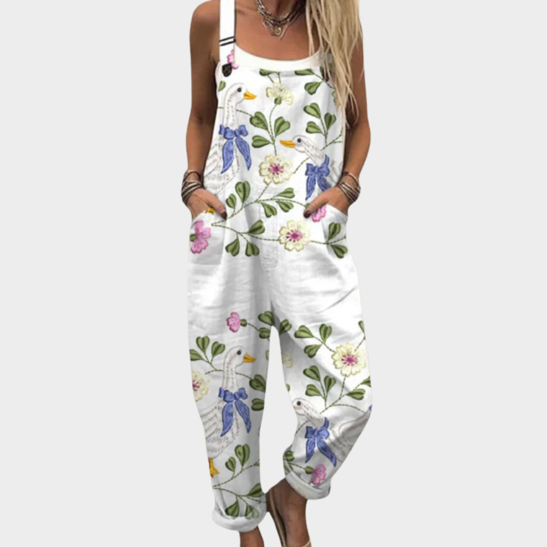 White Wildflower Dungarees