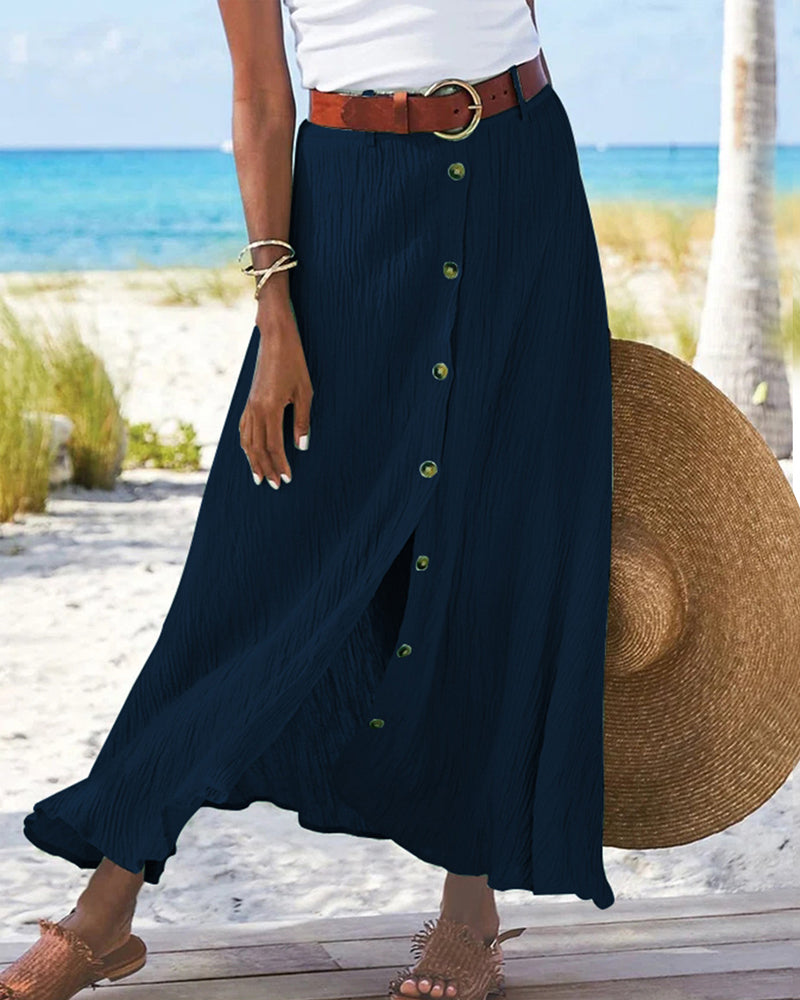 Syndy | Flowing Button Skirt