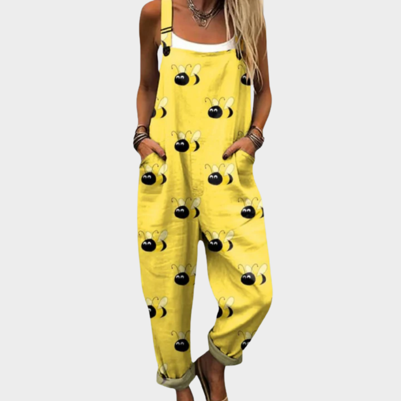 Yellow Dungarees with Bee Print
