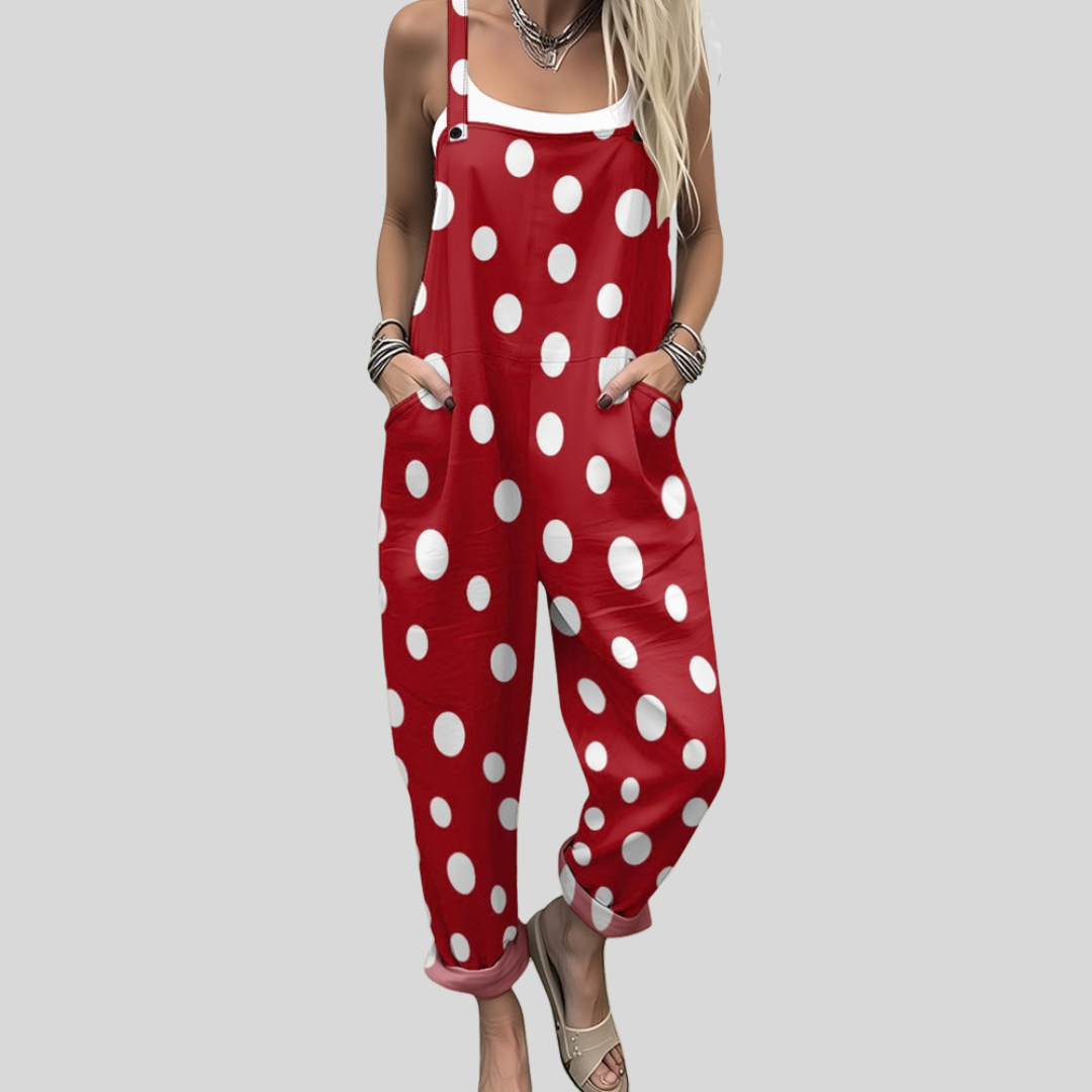 Polka Dot Dungarees | Red-White