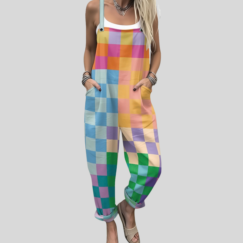 Pastel Check Overalls