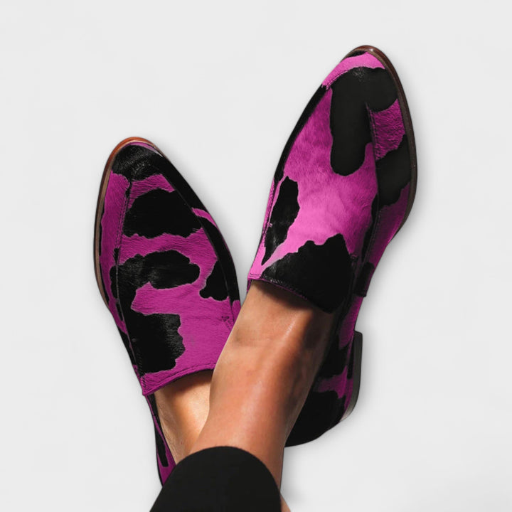 Paloma | Cow-Print Moccasins