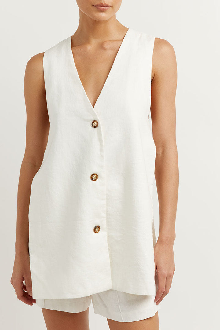 Fiona | Sleeveless Button-Front Set