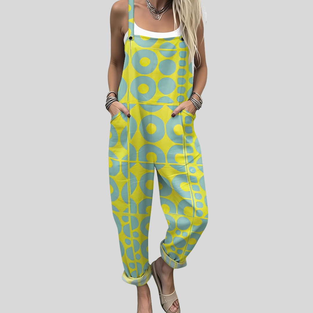 Retro Dungarees | Yellow-Turquoise