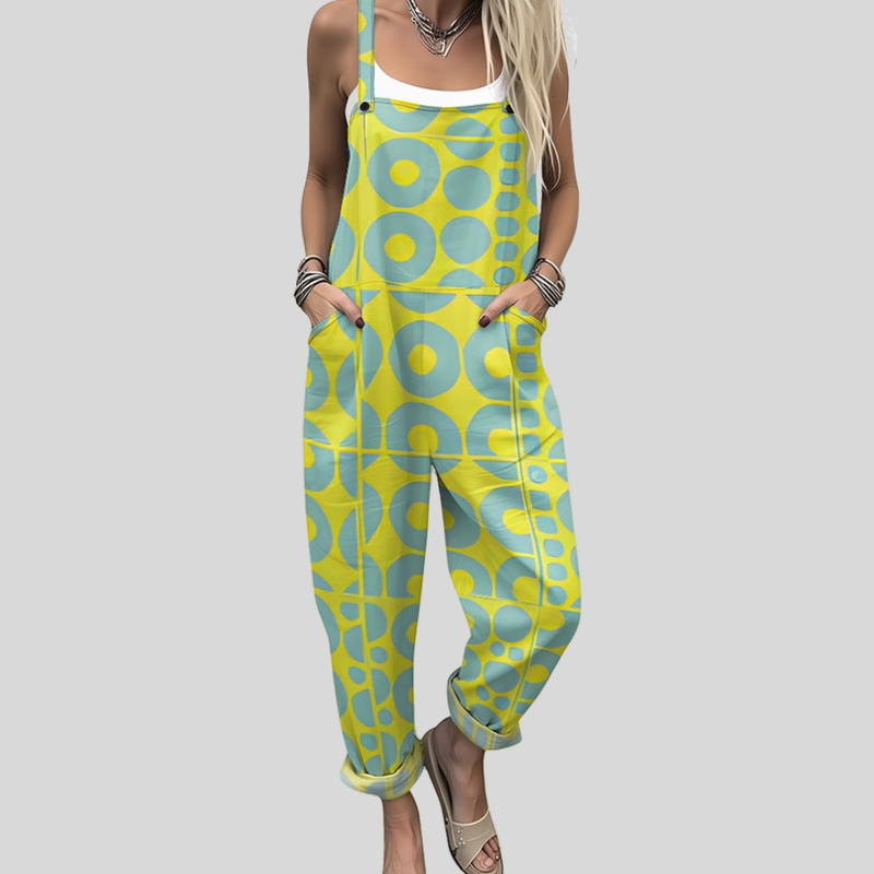 Retro Dungarees | Yellow-Turquoise