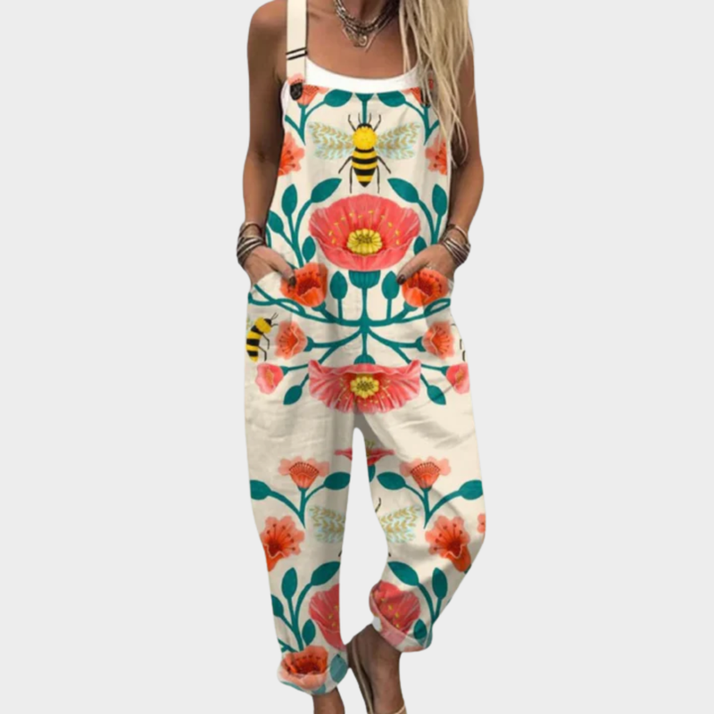 Poppy & Bee Print Dungarees