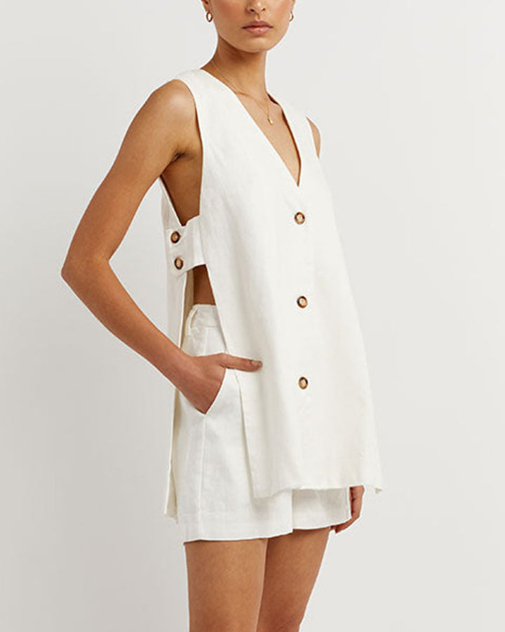 Fiona | Sleeveless Button-Front Set