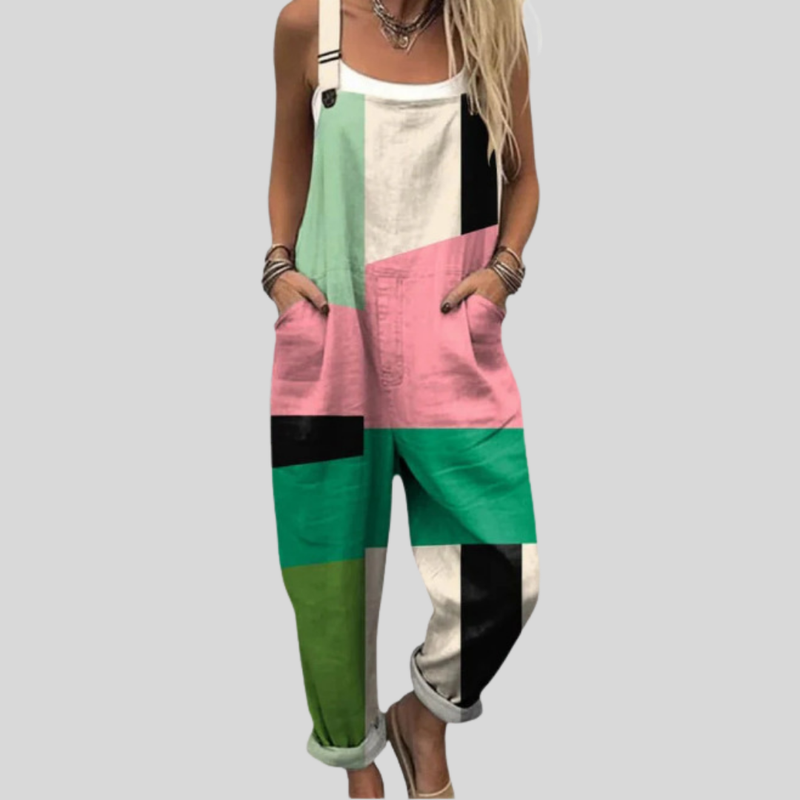 Geometric Dungarees | Mint-Pink