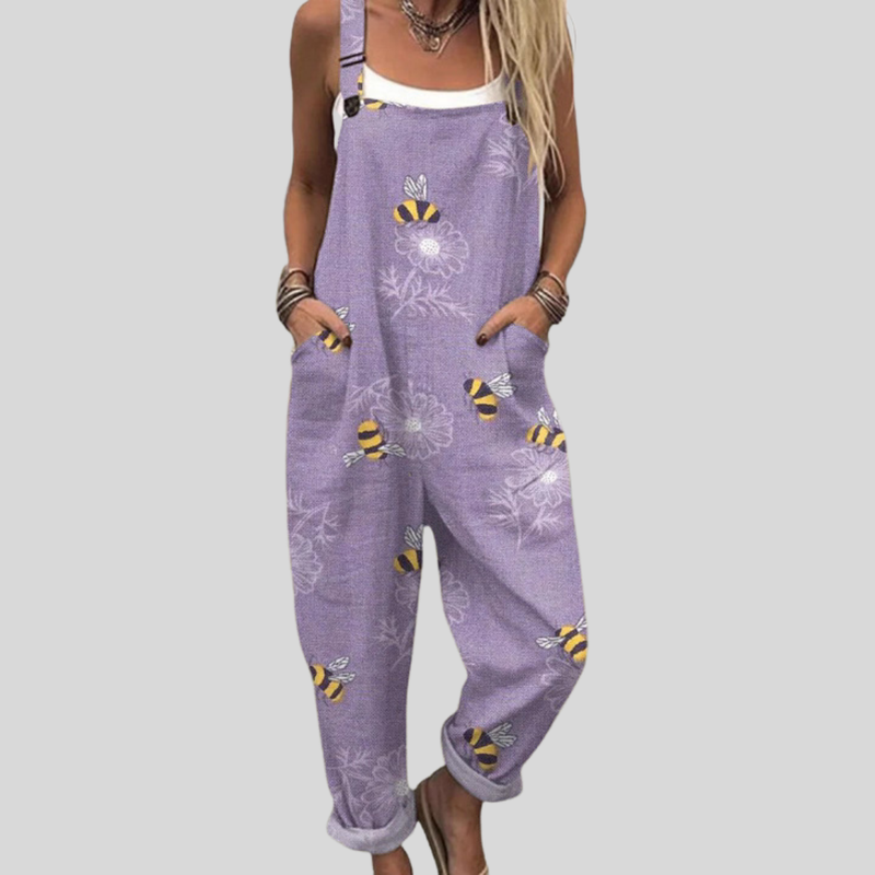Bee Print Dungarees | Lilac