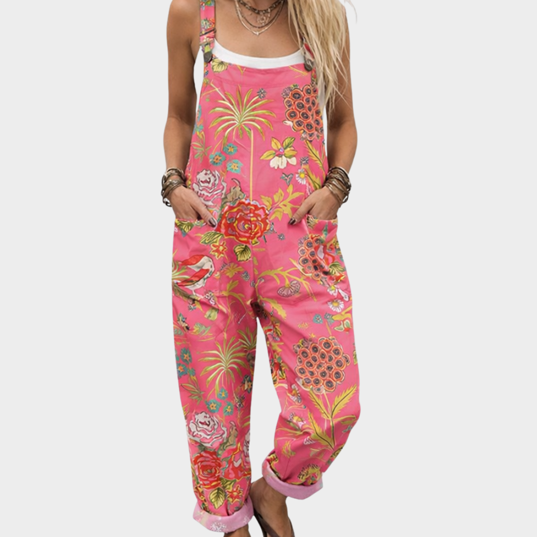 Tropical Dungarees | Coral Pink