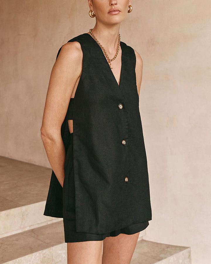 Fiona | Sleeveless Button-Front Set