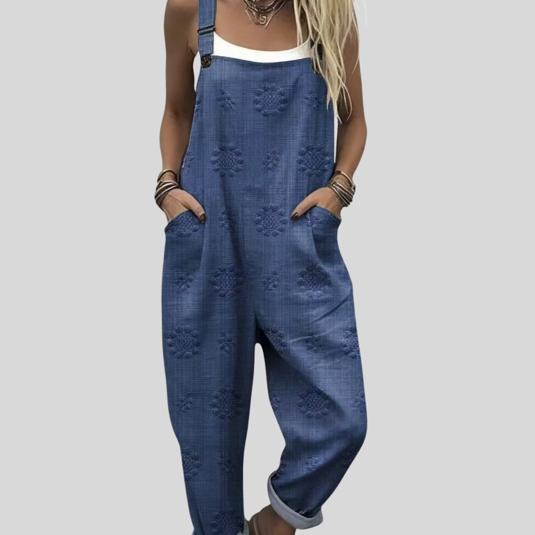 Denim Blue Textured Dungarees