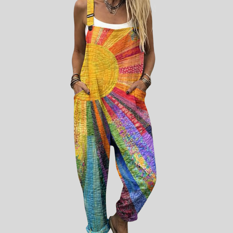 Colourful Sunburst Batik Dungarees