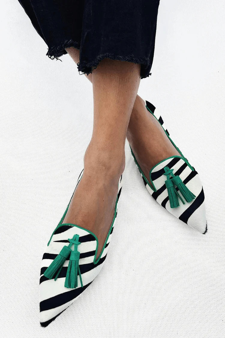 Riane | Green Zebra Moccasins