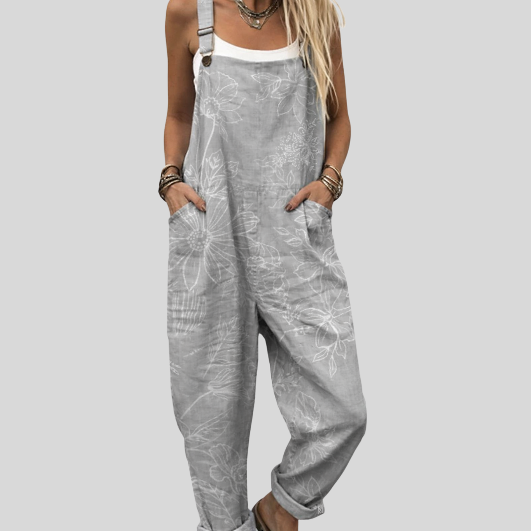 Light Grey Washed-Look Dungarees