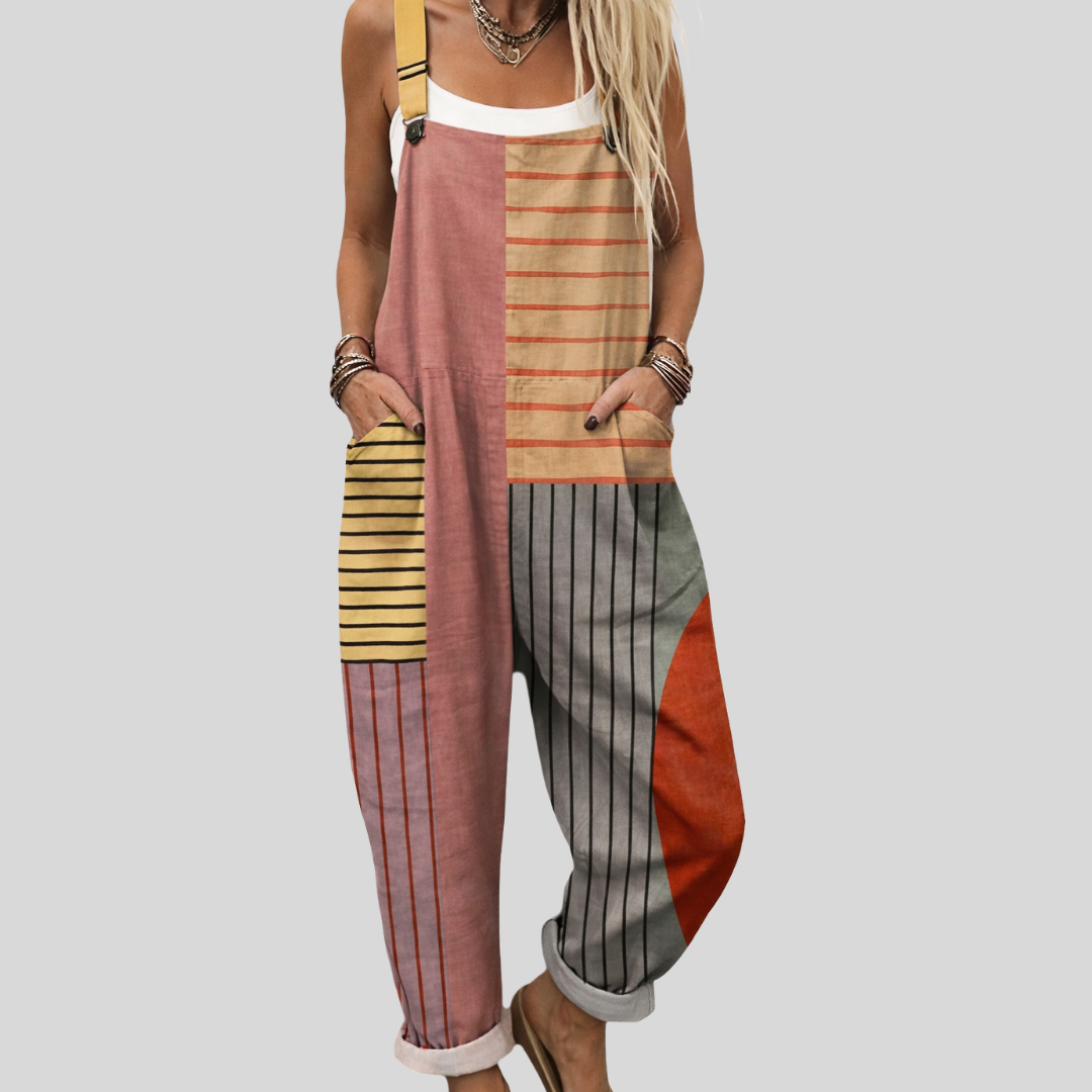 Colour-Block Striped Dungarees — Style 2