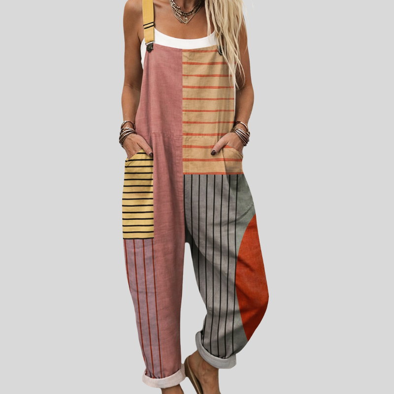 Colour-Block Striped Dungarees — Style 2