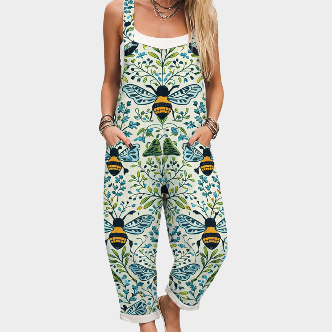 Bee & Vine Print Dungarees