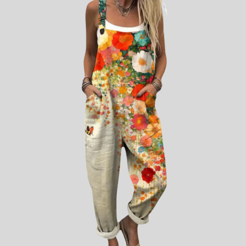 Orange Floral Sea Dungarees