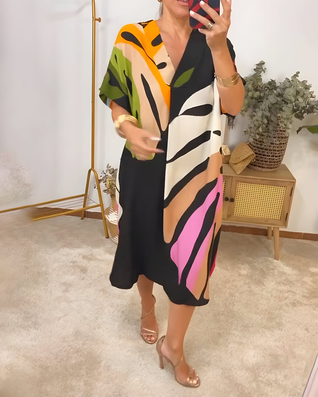 Rianna Abstract Print Dress