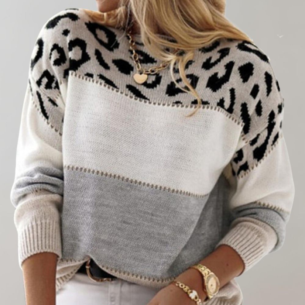 Diane | Leopard-Accent Knit Jumper