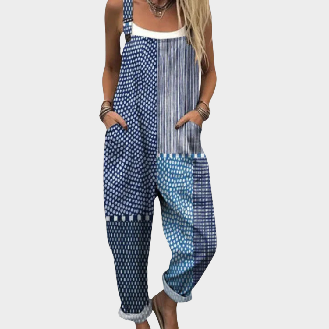 Boho Patchwork Dungarees | Blue