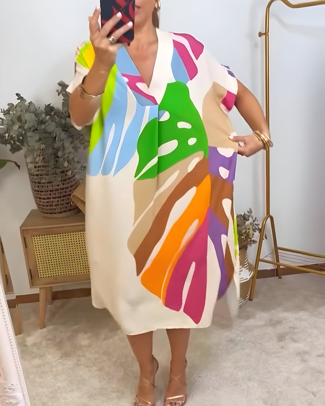 Rianna Abstract Print Dress