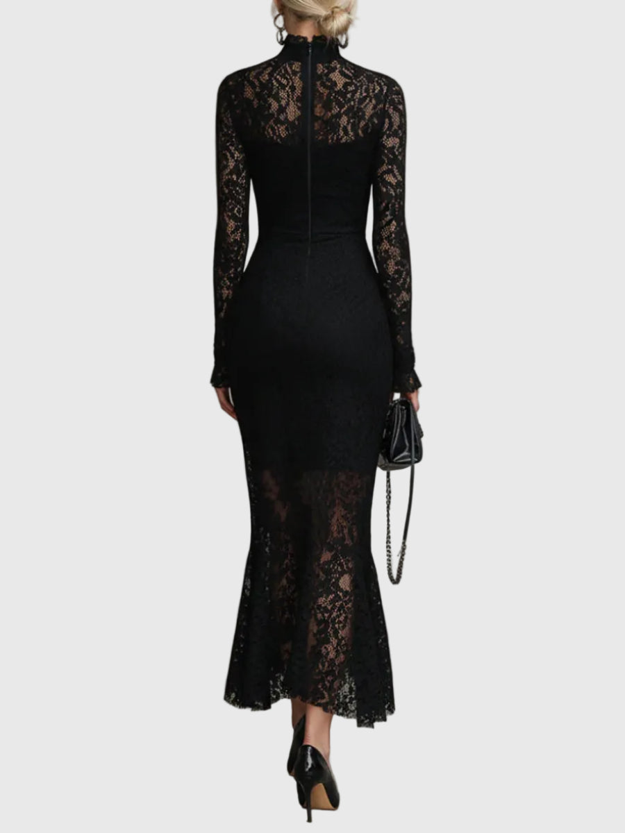 Monica | Elegant Maxi Dress with Flared Lace Skirt