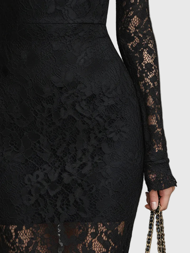 Monica | Elegant Maxi Dress with Flared Lace Skirt