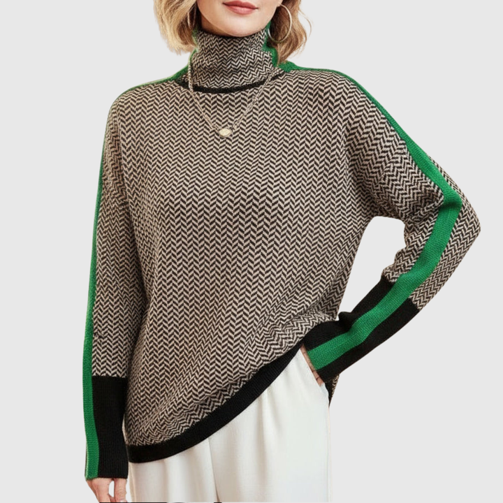 Eleanor | High-Collar Herringbone Jumper