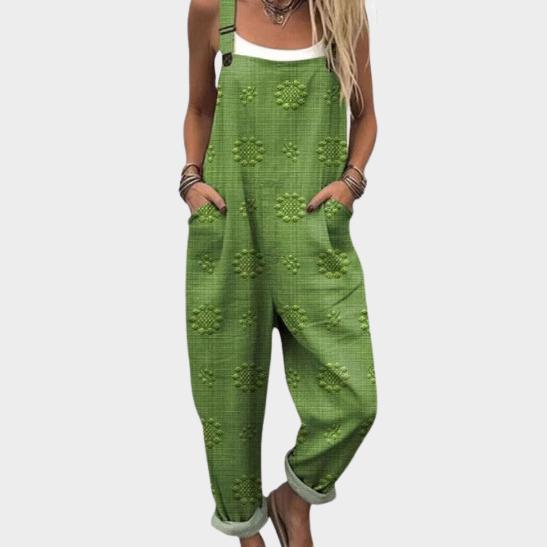 Grass Green Textured Dungarees