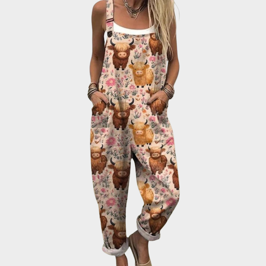 Highland Cattle Dungarees | Cream