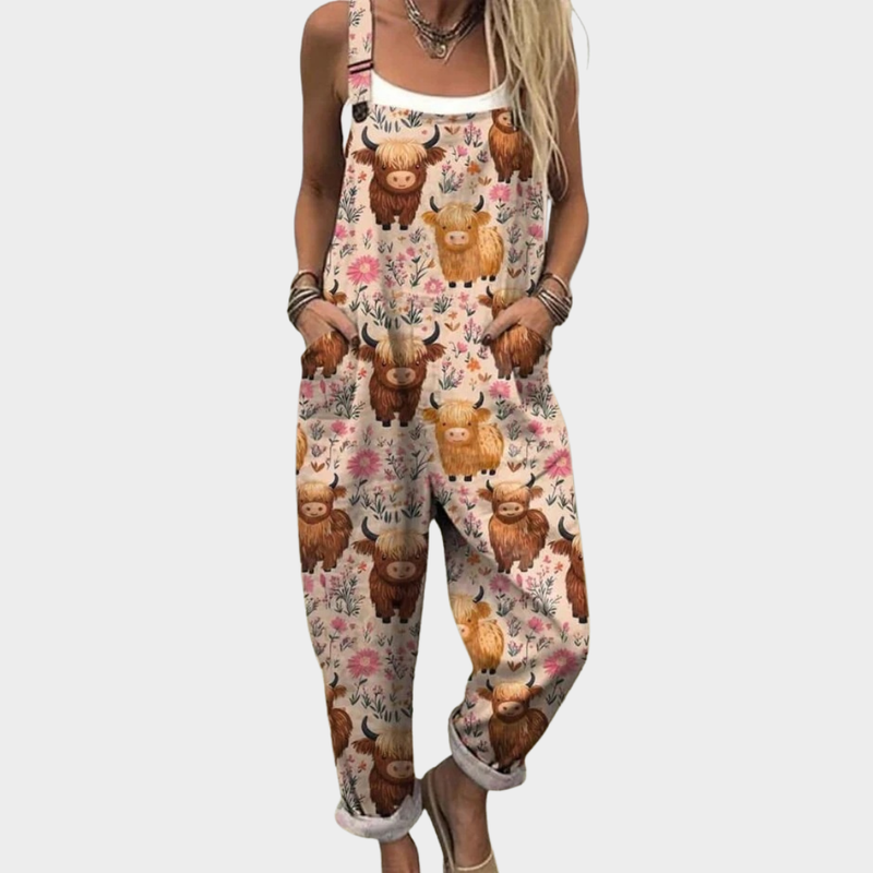 Highland Cattle Dungarees | Cream