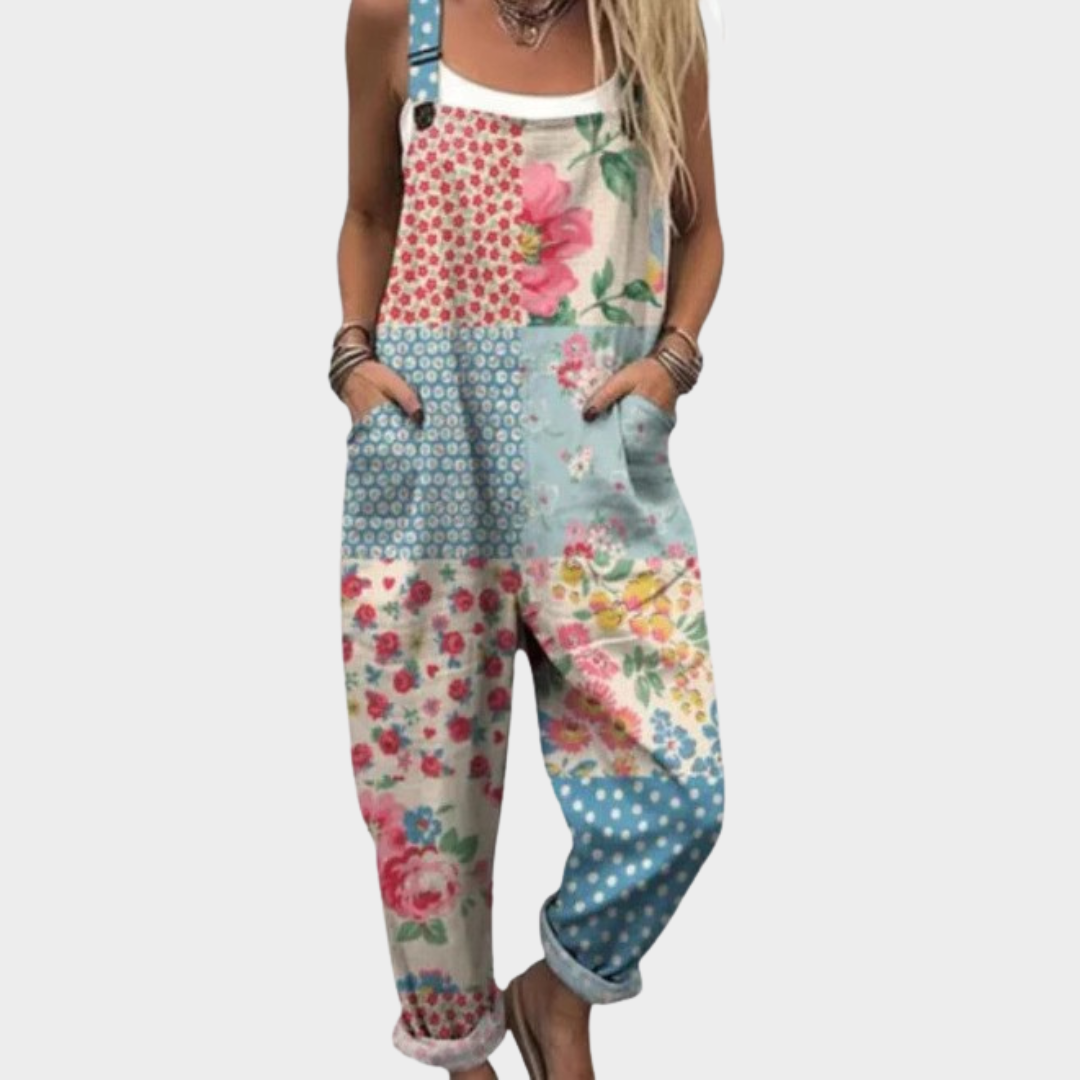 Boho Patchwork Dungarees | Pastel