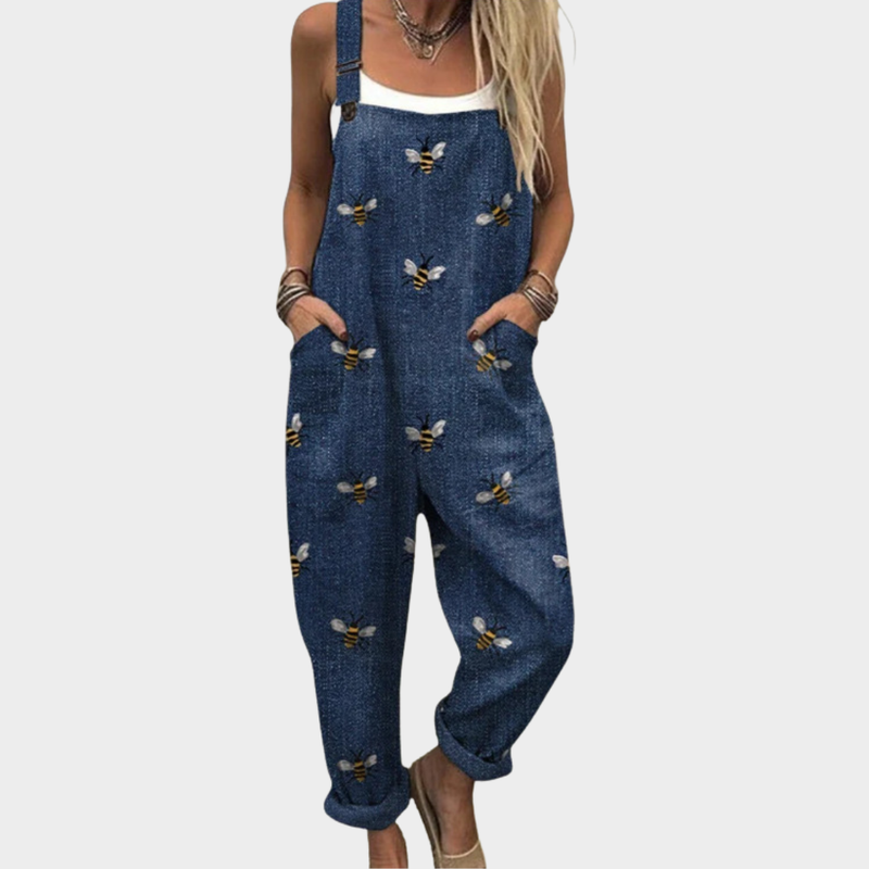 Navy Dungarees with Duck Print