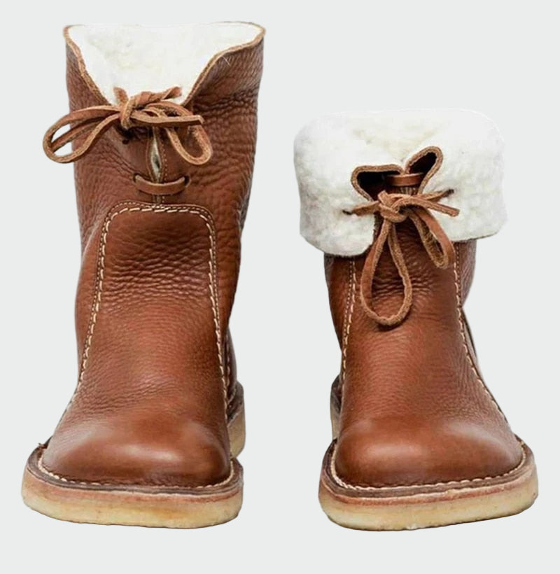 Warm Fur-Lined Leather Boots