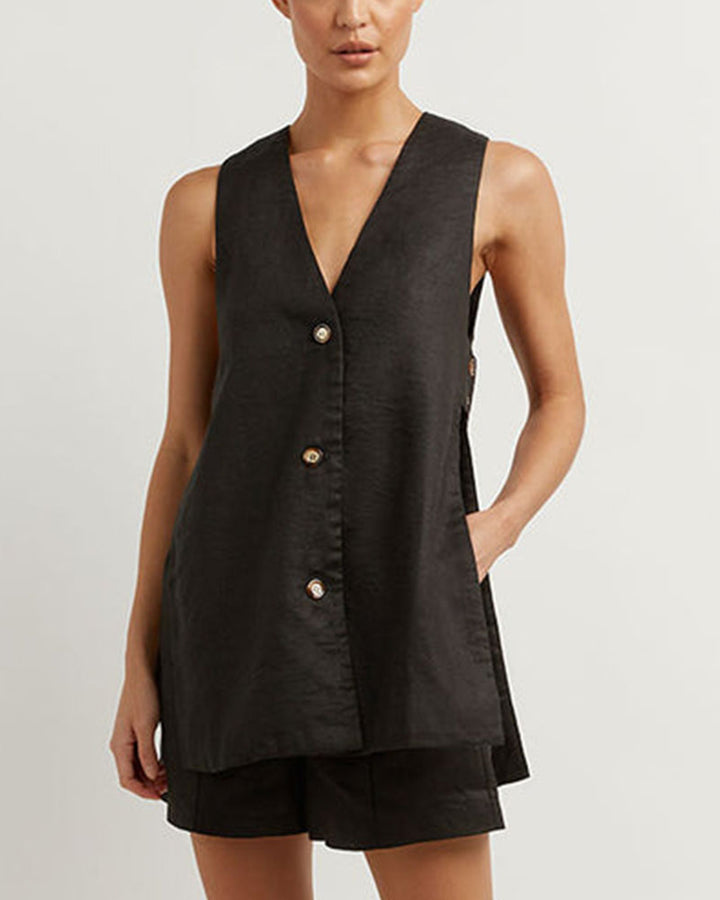 Fiona | Sleeveless Button-Front Set
