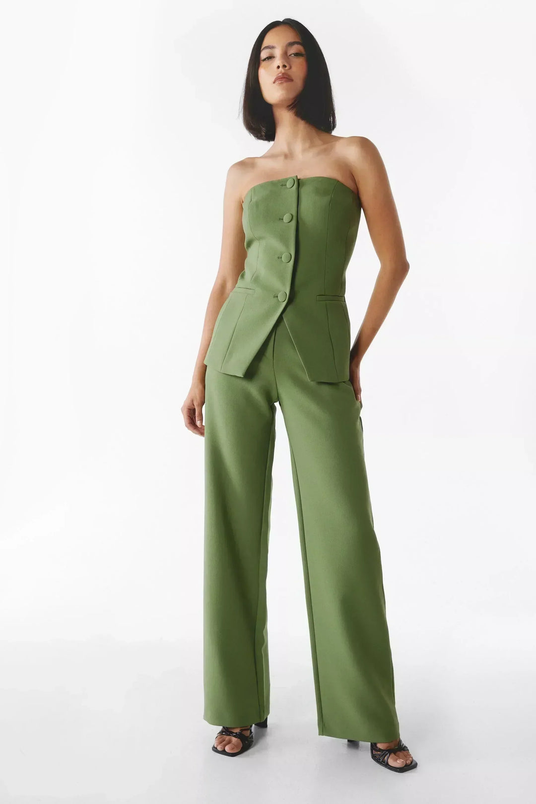 Bria | Sleeveless Button Two-Piece Set
