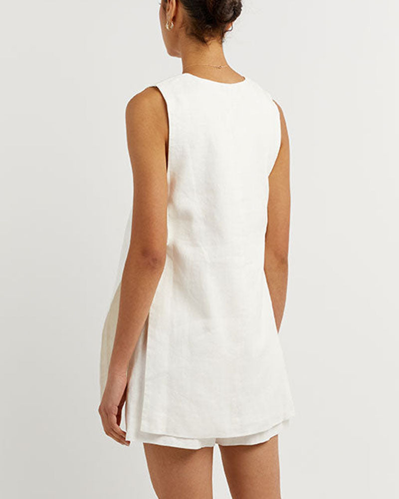 Fiona | Sleeveless Button-Front Set